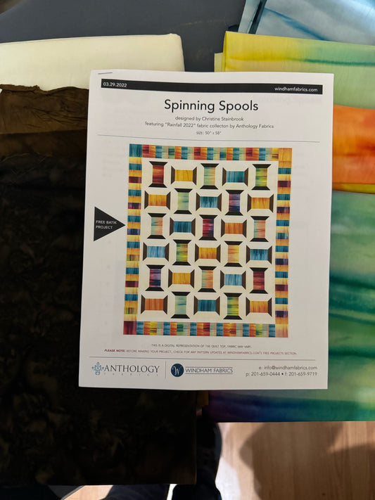 Anthology Fabrics - Spinning Spools Fabric Kit and Free Pattern 50x58