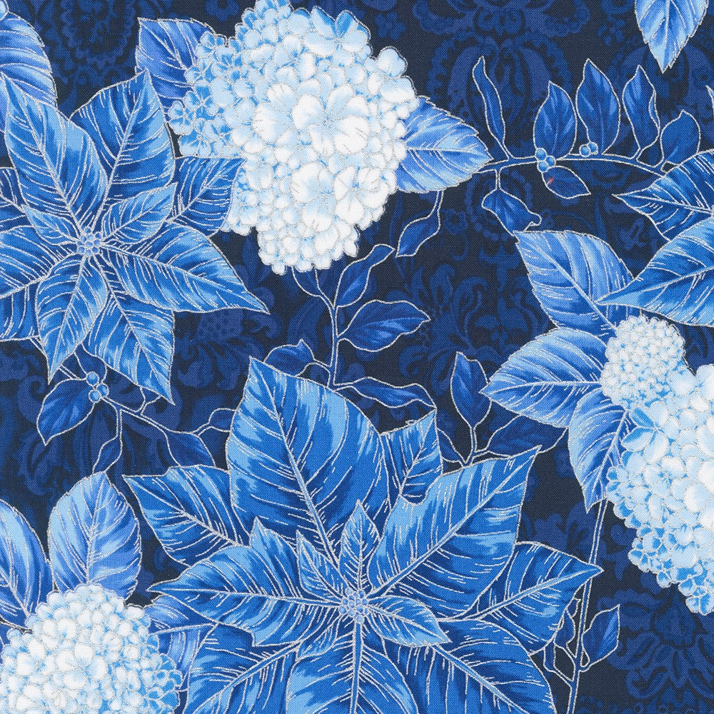 Robert Kaufman - Holiday Flourish Snow Flower SRKM-21595-9 Navy