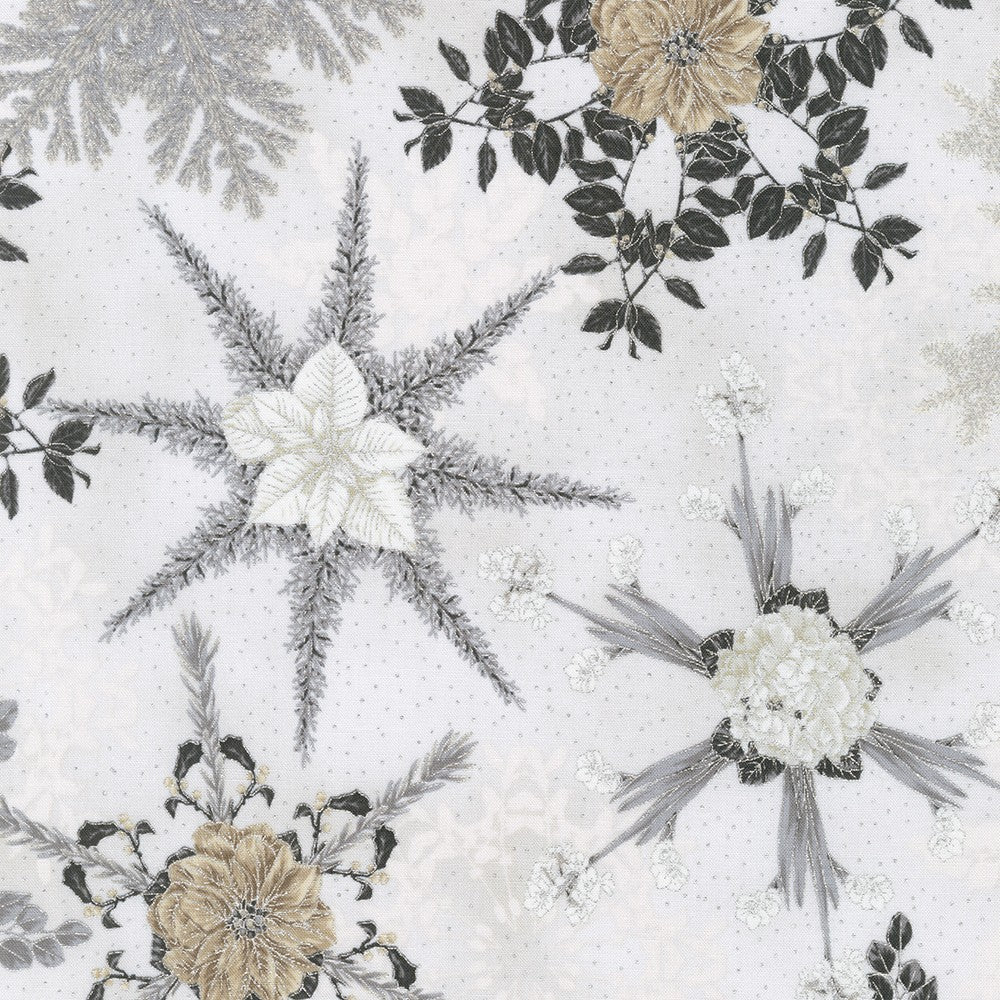 Robert Kaufman - Holiday Flourish Snow Flower SRKM-21596-303 BLANC