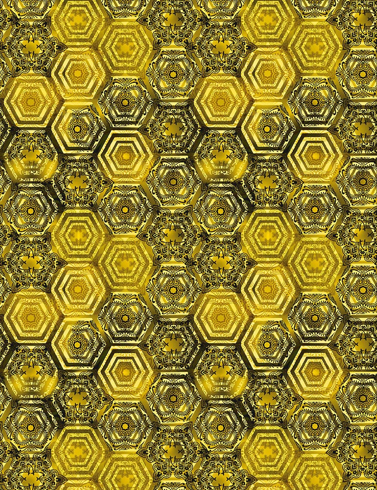TIMELESS TREASURES - QUEEN BEE GOLD HONEYCOMB - CD1352 BEE
