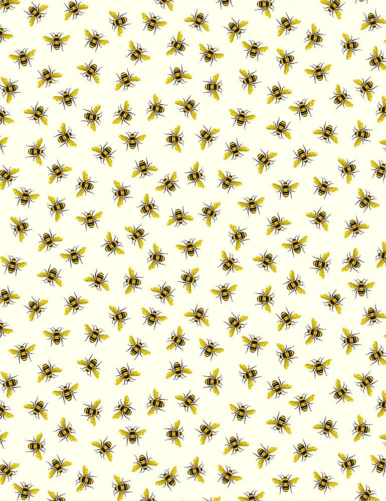 TIMELESS TREASURES - QUEEN BEE TINY GOLD HONEYBEES CD-1357 CREAM