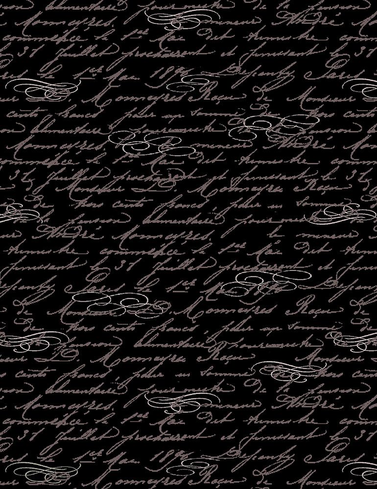TIMELESS TREASURES - QUEEN BEE SCRIPT TEXT CD1361-BEE- BLACK
