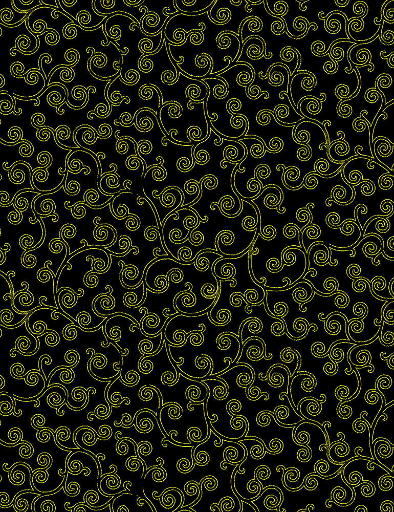 TIMELESS TREASURES - GILDED ROSE CURL CM1320 BLACK