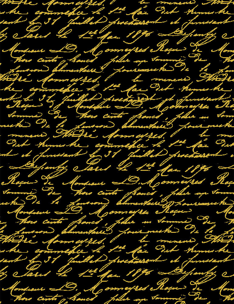 TIMELESS TREASURES - GILDED ROSE SCRIPT CM1322 BLACK