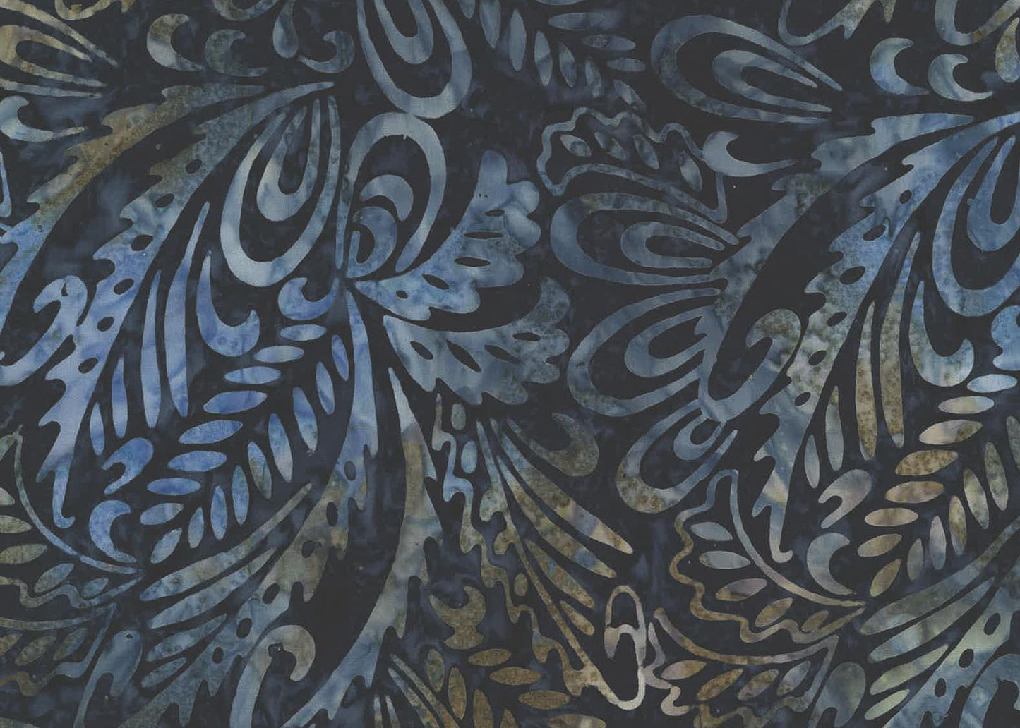 OASIS FABRICS BATIK 72-4653 LEAF SWIRL NAVY