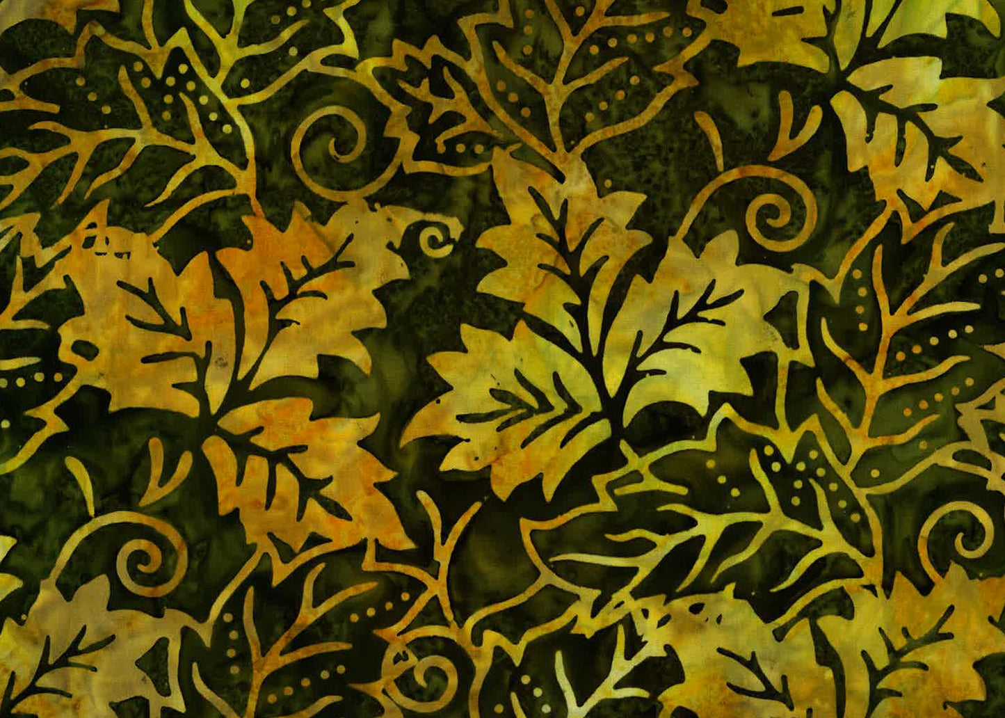 OASIS FABRICS BATIK 72-4663 LEAF STAMP GREEN