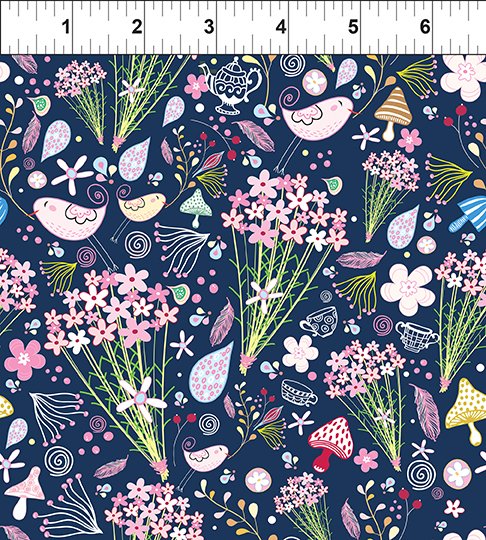 In The Beginning Fabrics - Alice 10AL-1 Bouquets -Blue