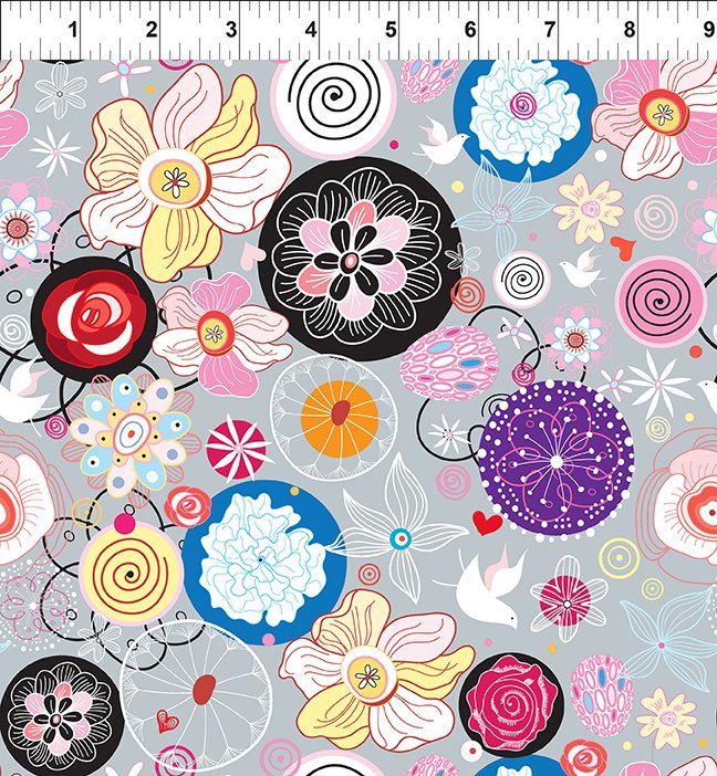 In The Beginning Fabrics - Alice 2AL-1 Multi Funky Flowers