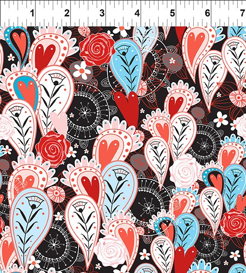 In The Beginning Fabrics - Alice 7AL-1 Hearts - Red