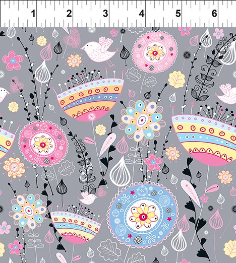 In The Beginning Fabrics - Alice 9AL-1 Flowers & Birds Multi