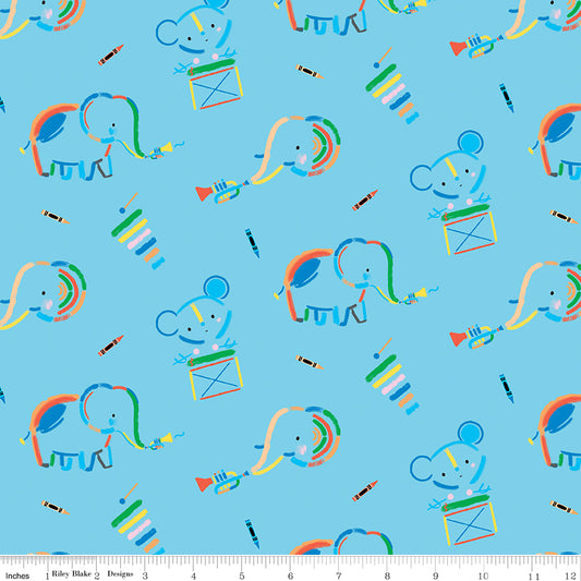 Riley Blake Designs Our Little Band with Crayola White C13060-SKY