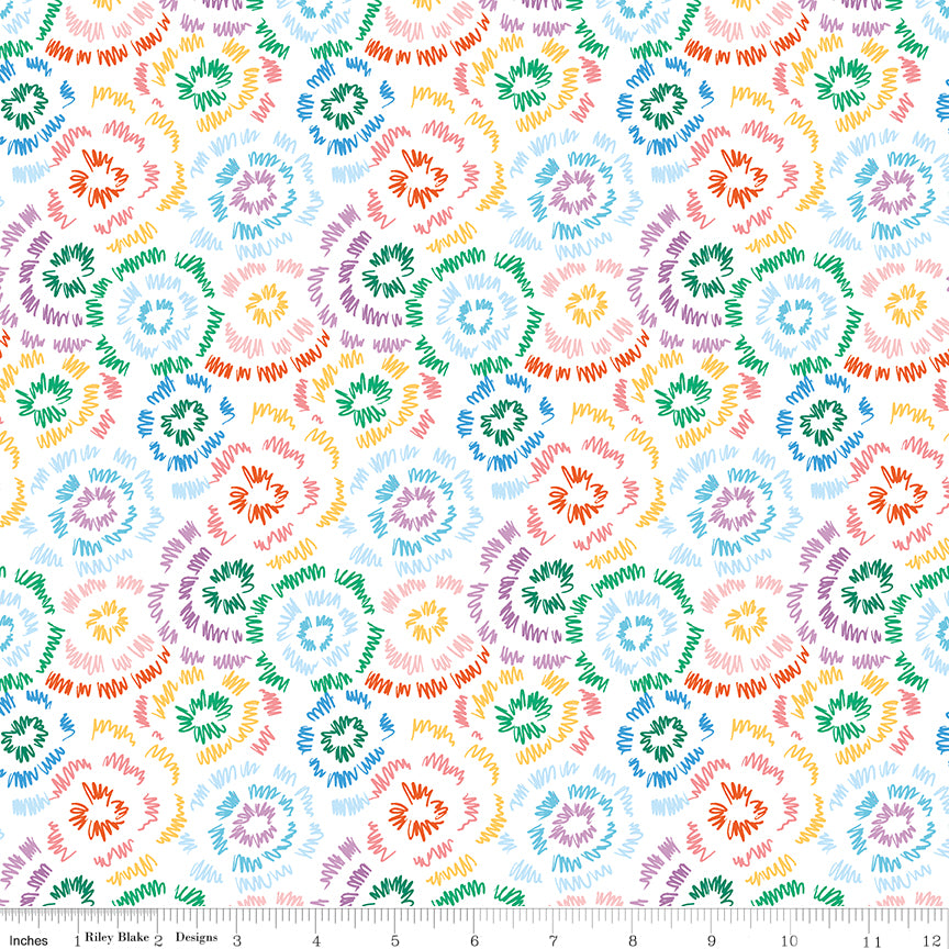 Riley Blake Designs Get your Cray-On 15413 White