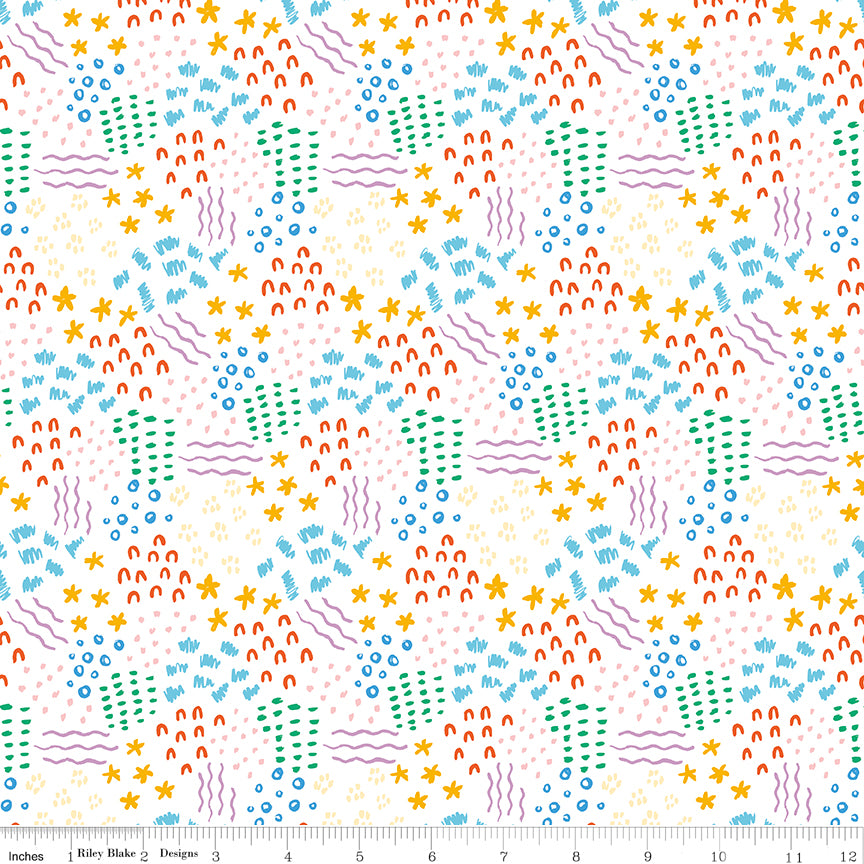 Riley Blake Designs Get your Cray-On 15415 White