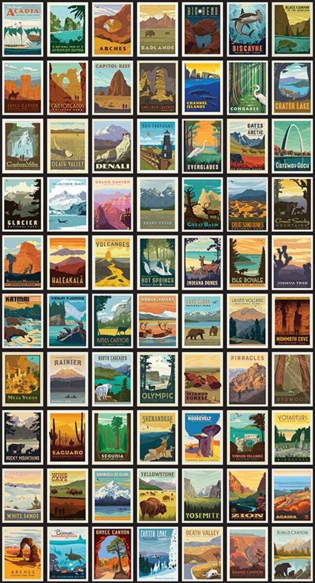 Riley Blake Designs National Parks Posters Black C8780 Black