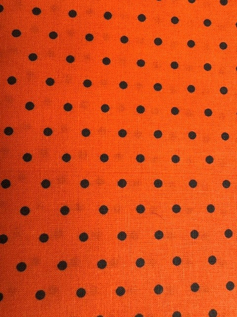RICHLIN FABRICS Halloween Print CP-1107 Black Dots on Orange background