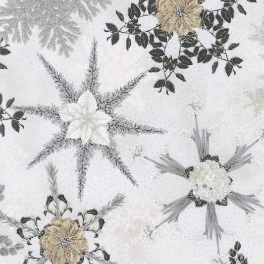 Robert Kaufman - Holiday Flourish Snow Flower SRKM-21596-303 BLANC