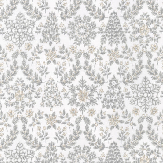 Robert Kaufman - Holiday Flourish Snow Flower SRKM-21601-412 DOVE