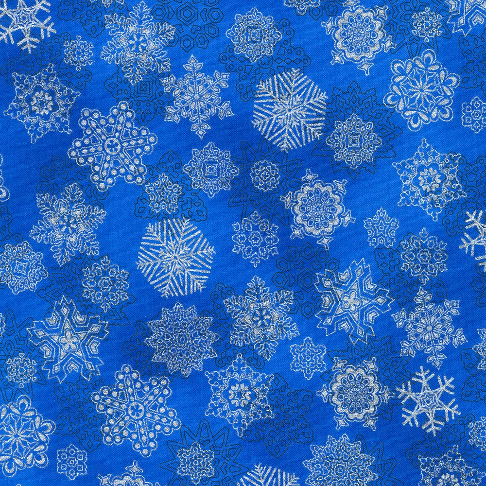 Robert Kaufman - Holiday Flourish Snow Flower SRKM-21603-4 Blue