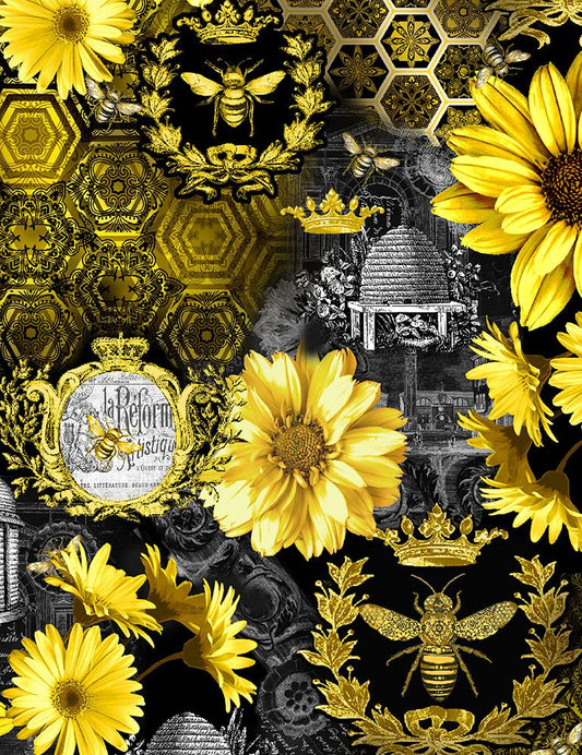 TIMELESS TREASURES - QUEEN BEE  SUNFLOWER ALLOVER CD1351