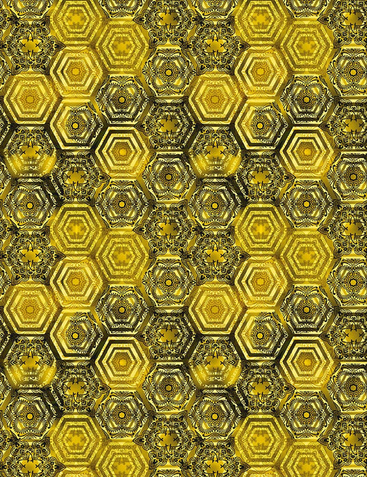TIMELESS TREASURES - QUEEN BEE  GOLD HONEYCOMB - CD1352 BEE