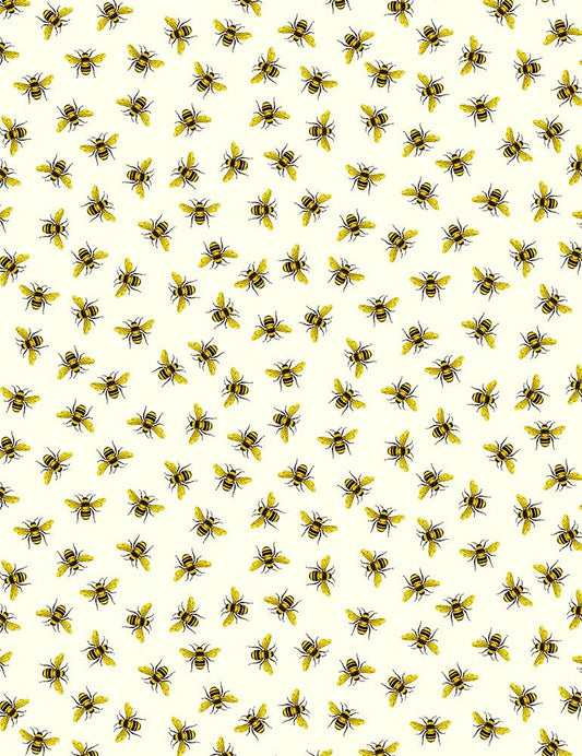 TIMELESS TREASURES - QUEEN BEE  TINY GOLD HONEYBEES CD-1357 CREAM