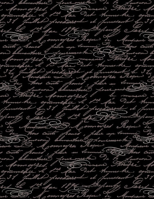 TIMELESS TREASURES - QUEEN BEE  SCRIPT TEXT CD1361-BEE- BLACK