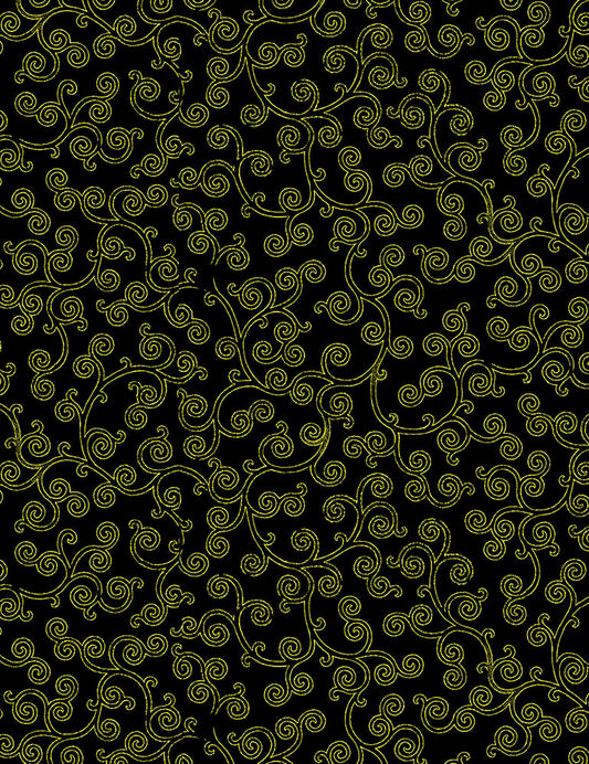 TIMELESS TREASURES - GILDED ROSE CURL CM1320 BLACK