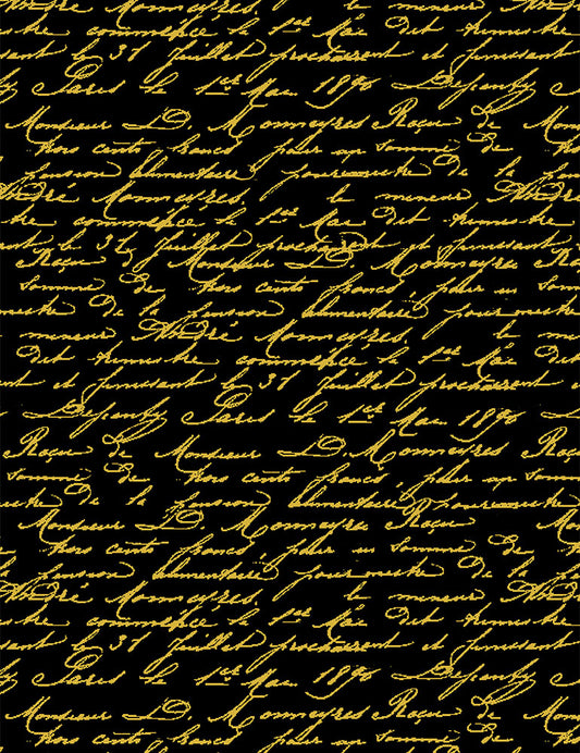 TIMELESS TREASURES - GILDED ROSE SCRIPT CM1322 BLACK