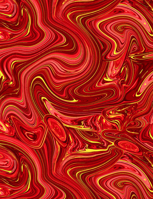 TIMELESS TREASURES - GILDED ROSE METALLIC SWIRLS CM1257 RED