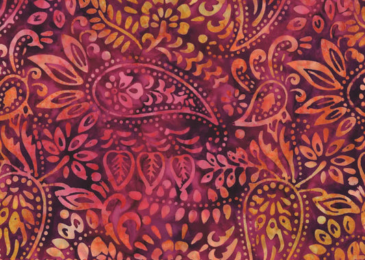 OASIS FABRICS BATIK 72-4642 PAISLEY PINK